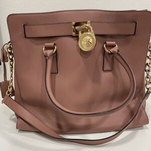 Michael Kors Mauve Shoulder Bag with Gold Accents